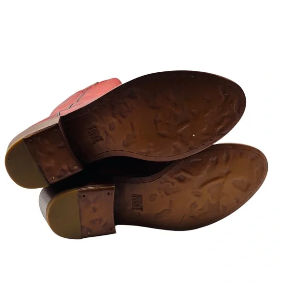 NEW Frye Carson Leather Pull On Heeled Tall Riding Boot in Crimson Red Size 6 - Picture 9 of 12